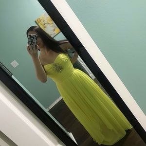 Yellow prom dress.